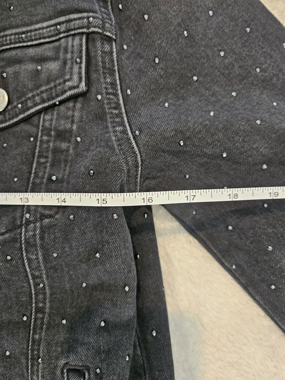 NWT Mavi Black Studded Denim Jacket Size S Retro Avant Garde Casual Feminine - Picture 5 of 8